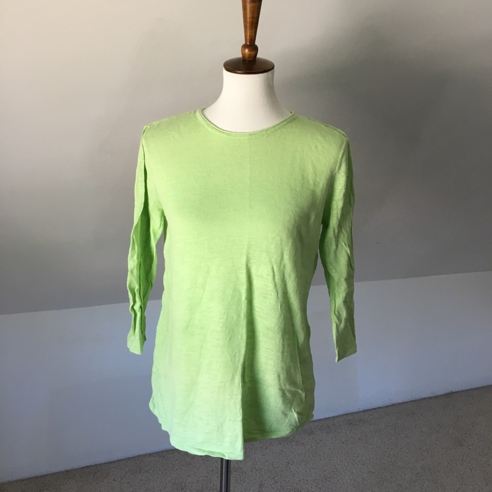Lime Green Heathered 3/4 Sleeve Sweater